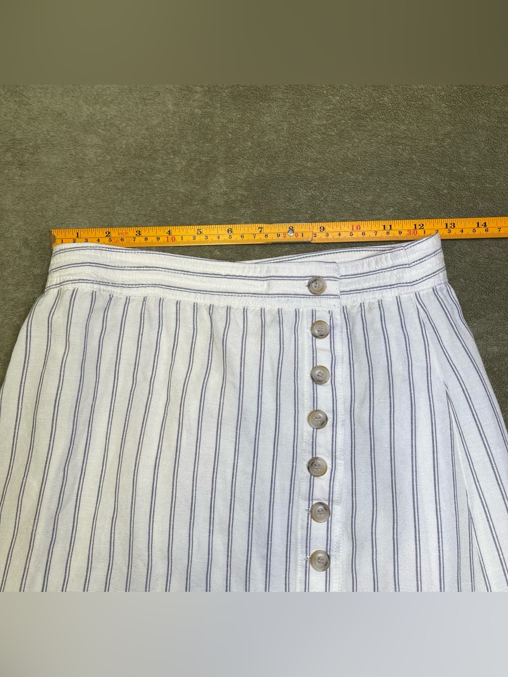 Madewell Linen-Blend Pinstripe Button-Front A-Line Midi Skirt Size 2 - Picture 8 of 9